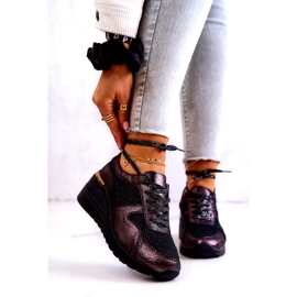 Læder Wedge Sneakers Med Mesh S.Barski Sort 1
