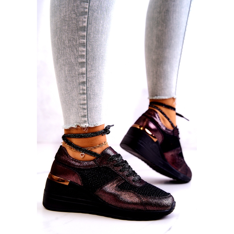 Læder Wedge Sneakers Med Mesh S.Barski Sort 2