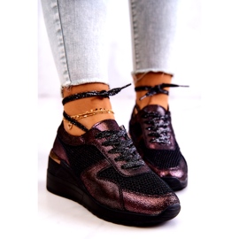 Læder Wedge Sneakers Med Mesh S.Barski Sort 5
