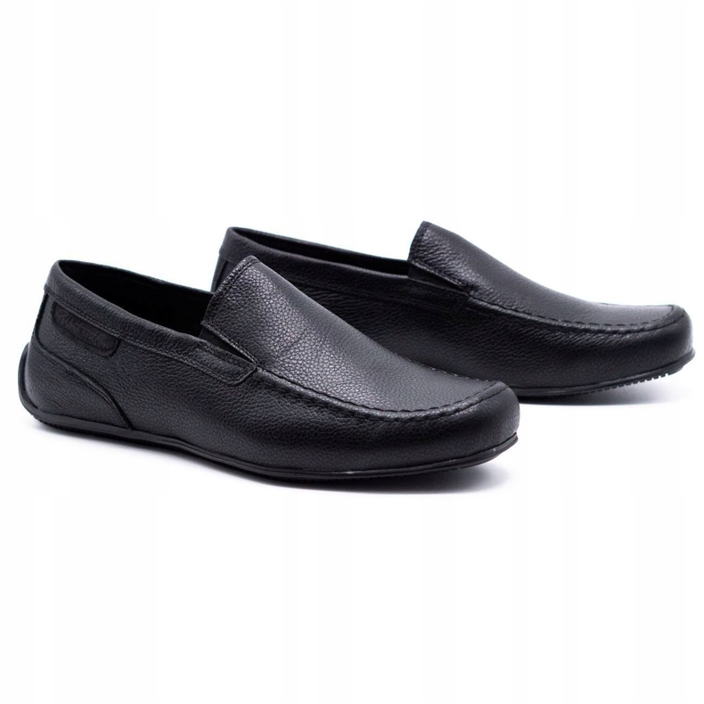 Polbut Mænds læder loafers 2105 sort korn 2