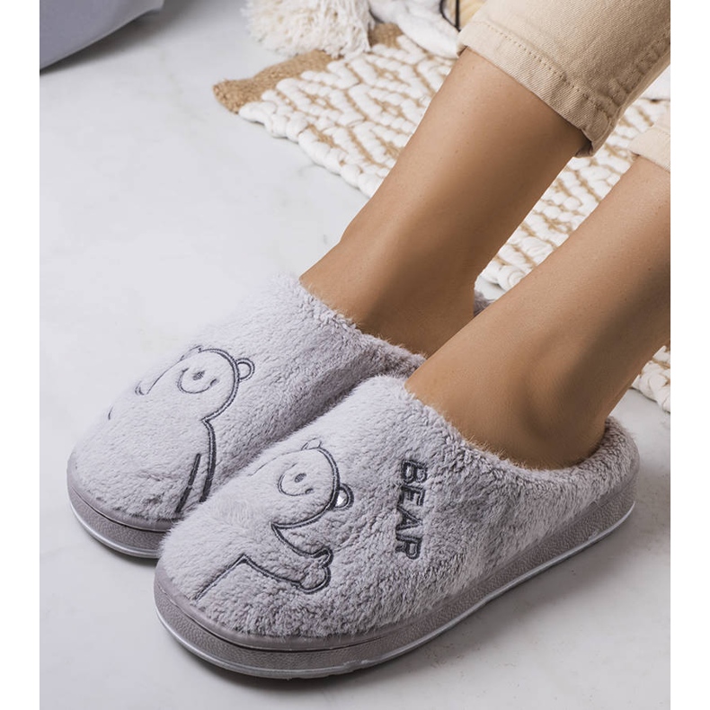 BM Smile Bear grå bløde hjemmesko 1