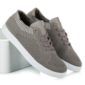 Ideal Shoes Tekstilsneakers til kvinder grå 1