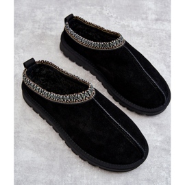 Dame suede hjemmesko med pels Sort Buffie 2