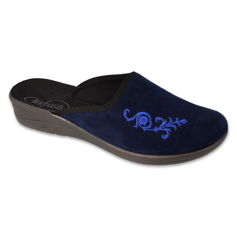 Befado Kvinders hjemmesko PU 552D017 Navy Blue med broderi blå 1