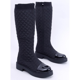 Elegante Coco Black quiltede støvler sort 1