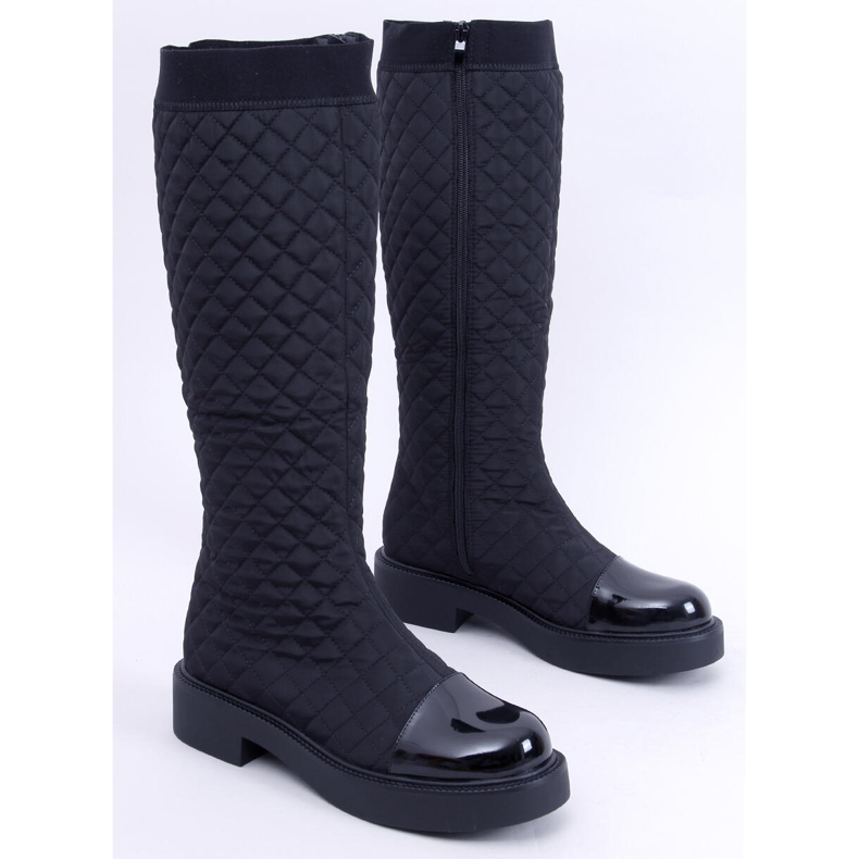 Elegante Coco Black quiltede støvler sort 1