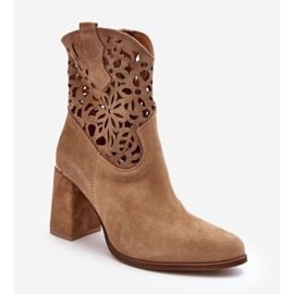 Lewski Shoes Ruskind gennembrudte ankelstøvler Leewski Sko 3264 Mørk Beige brun 2