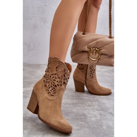 Lewski Shoes Ruskind gennembrudt Cowboystøvler Leski Sko 3265 Mørk Beige 2