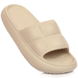 Damebeige quiltede platform hjemmesko Vinceza 48800 1