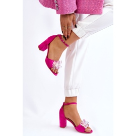 Elegante fuchsia Cameron højhælede sandaler med krystaller lyserød 4