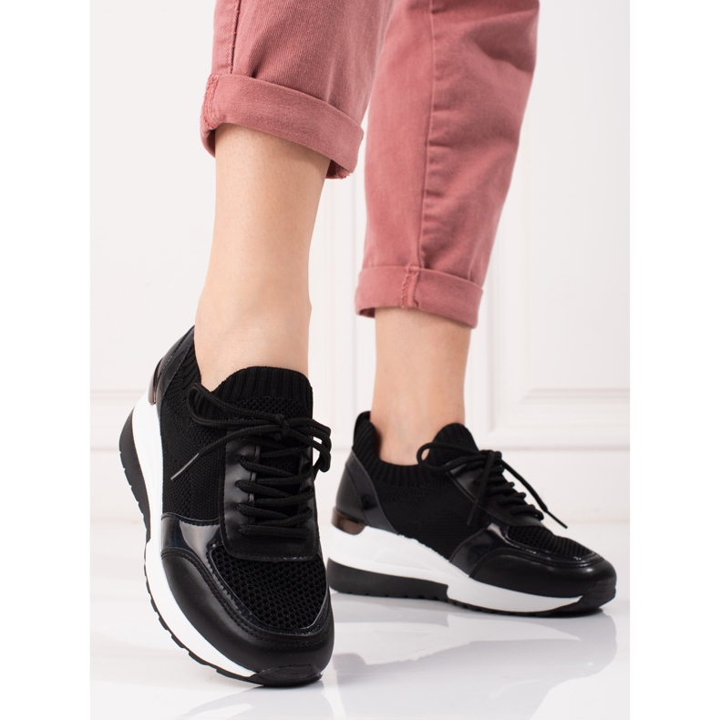 Damesneakers med fleksibel overdel sort 2