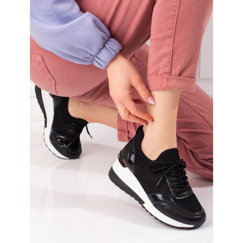 Damesneakers med fleksibel overdel sort 1