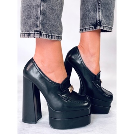Ambra sorte loafers med hæle 2