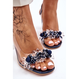 S.Barski Moderigtige sandaler med perler Navy Terrance marine blå 7