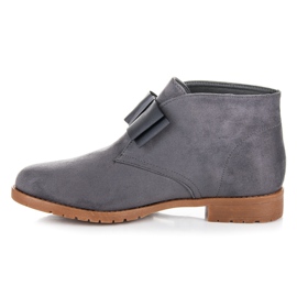 Ideal Shoes Flade støvler med sløjfe grå 1