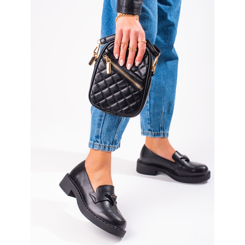 W. Potocki Sorte dame loafers på platformen 1