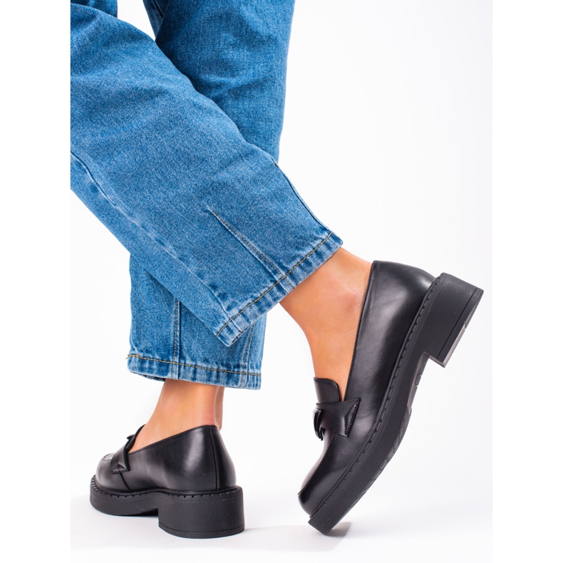 W. Potocki Sorte dame loafers på platformen 2