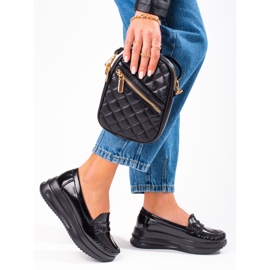 Shelovet loafers i lakeret læder med tykke såler sort 2