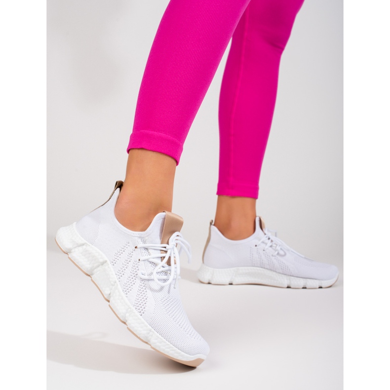 Shelovet hvide sneakers med en beige indsats 1