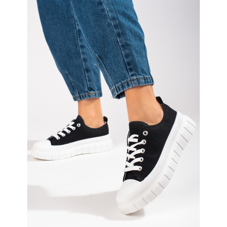 Shelovet sorte platformssneakers til kvinder 2