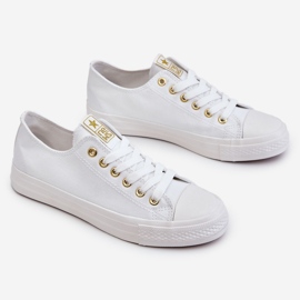News Klassiske sneakers til kvinder, hvid og guld Ecoma 1