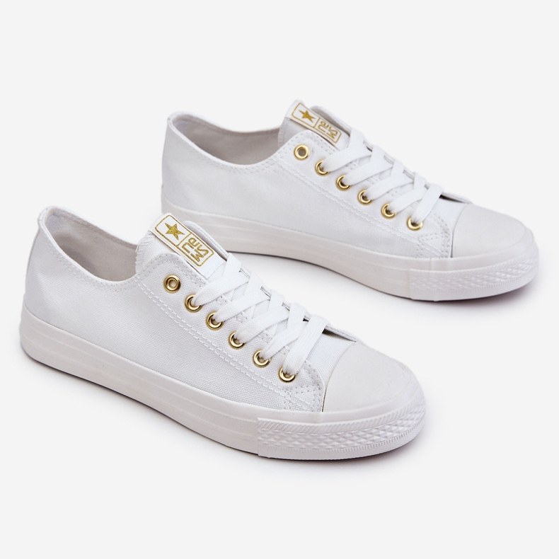 News Klassiske sneakers til kvinder, hvid og guld Ecoma 1
