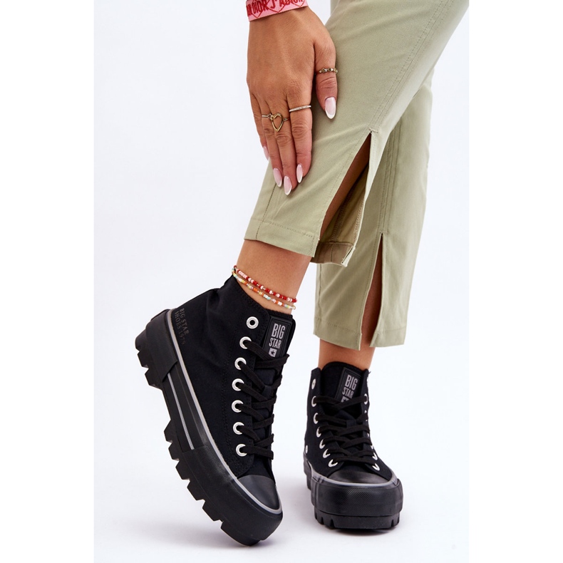 High Textile Platform Sneakers Big Star LL274155 Sort 2