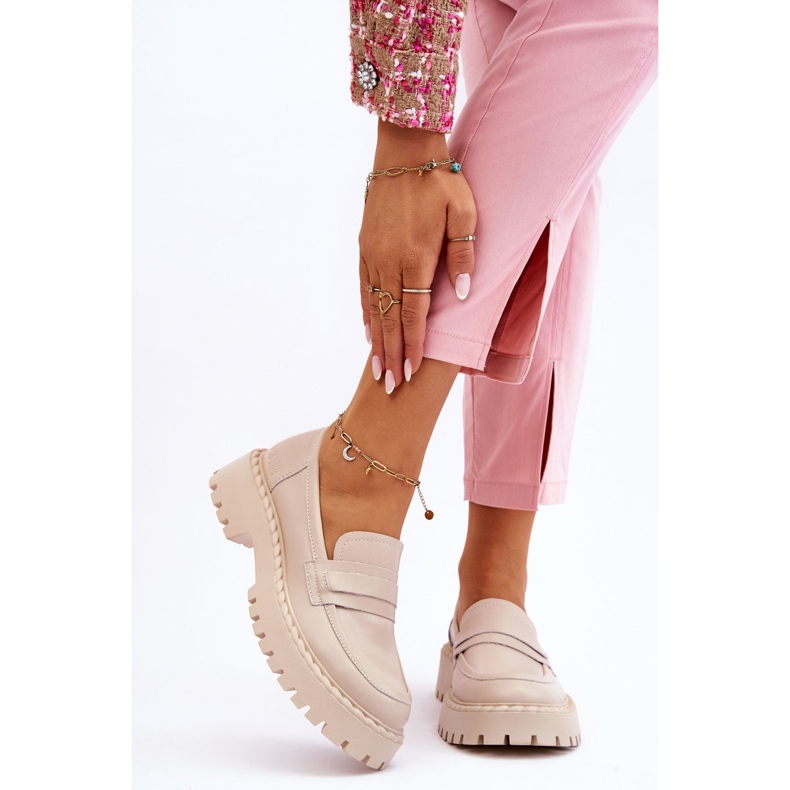 Dame loafers lædersko Big Star LL274457 Beige 1