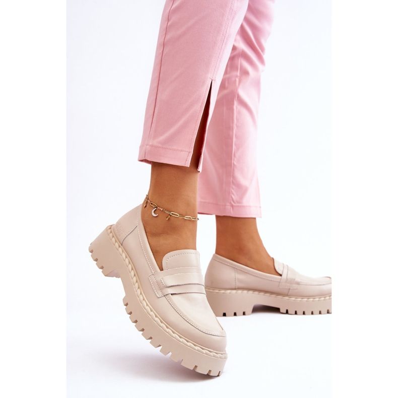 Dame loafers lædersko Big Star LL274457 Beige 2