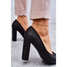 Skinnende pumps på sort hæl 3