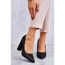 Skinnende pumps på sort hæl 1