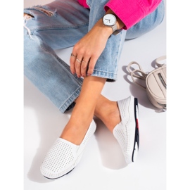 Kvinders gennembrudte slip-on loafers hvide Shelovet 2