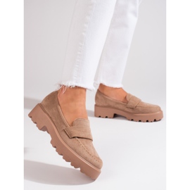 Vinceza beige ruskindssko til kvinder 1