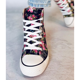 BM Paradis Black blomstrede wedge high-top sneakers sort 1