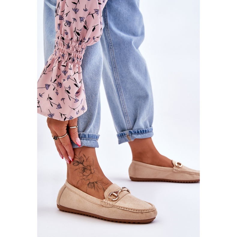 FC3 Klassiske ruskindsloafers med beige Arla-udsmykning 2