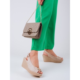 Dame ruskind Shelovet kile sandaler beige 1