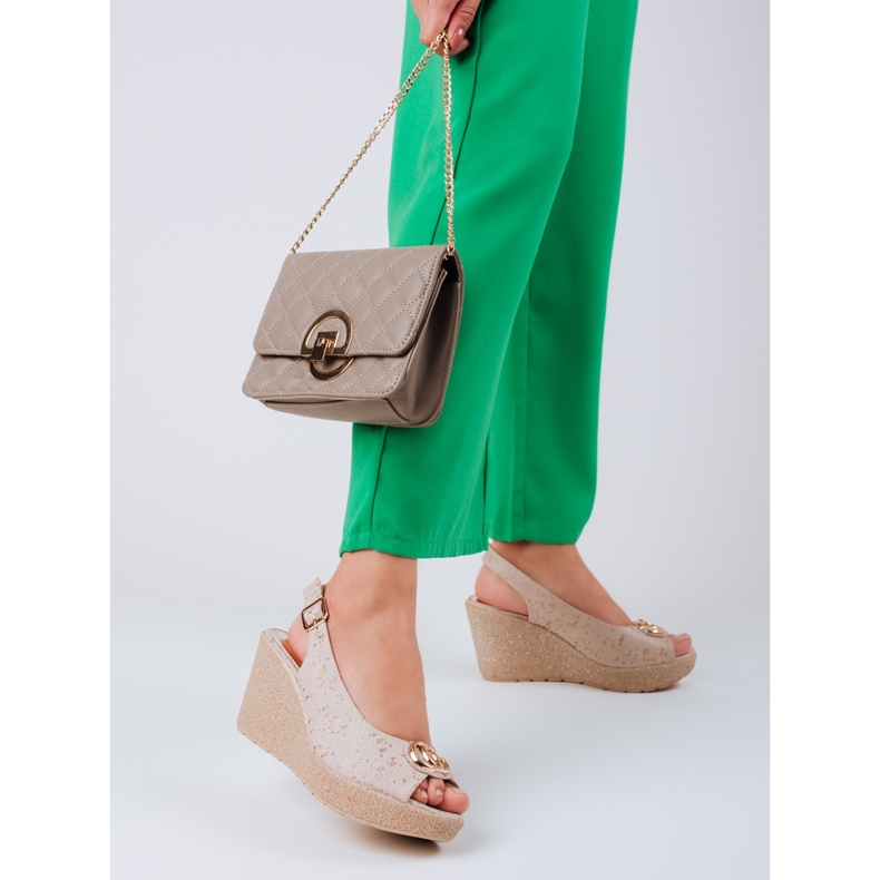 Dame ruskind Shelovet kile sandaler beige 1