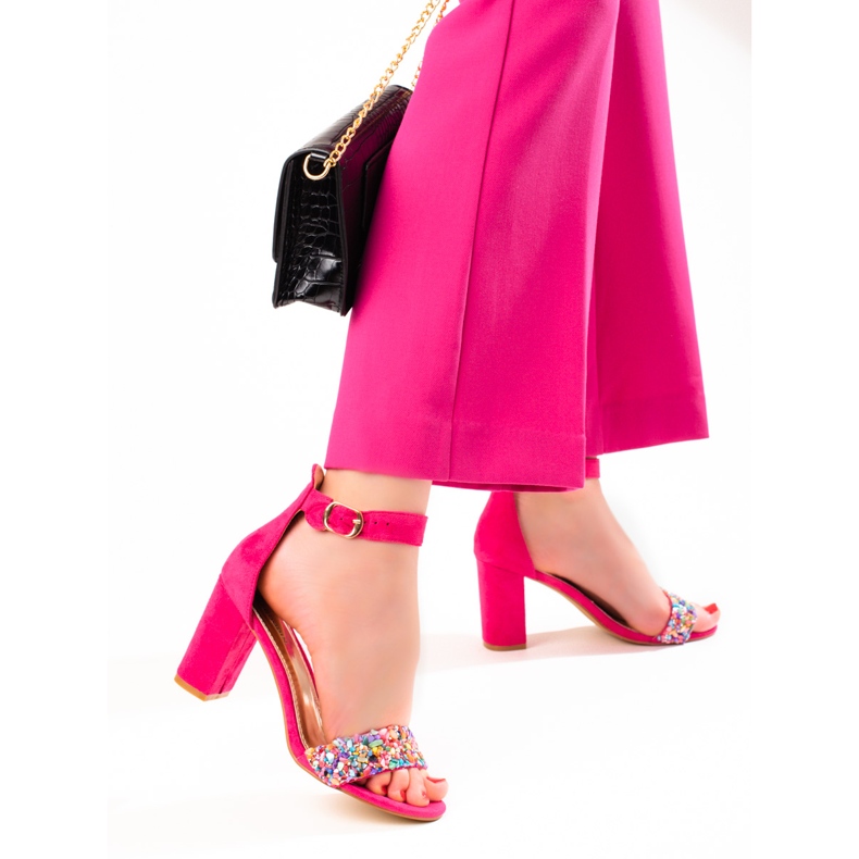 Elegante sandaler med fuchsia perler fra Shelovet lyserød 1