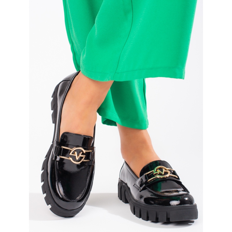 Vinceza lakerede platform loafers til kvinder sorte 1