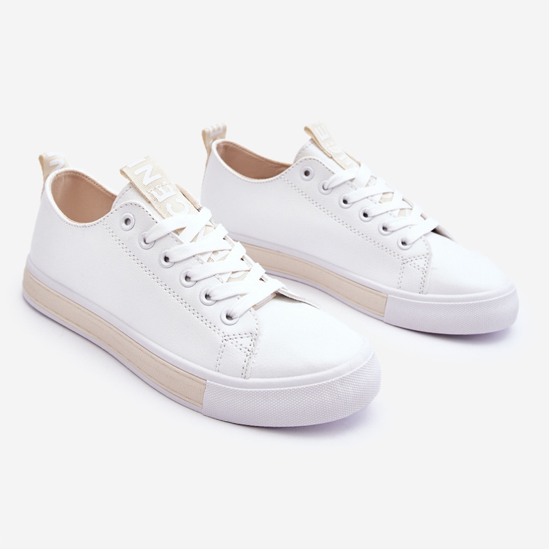 Klassiske damesneakers hvid og beige 1