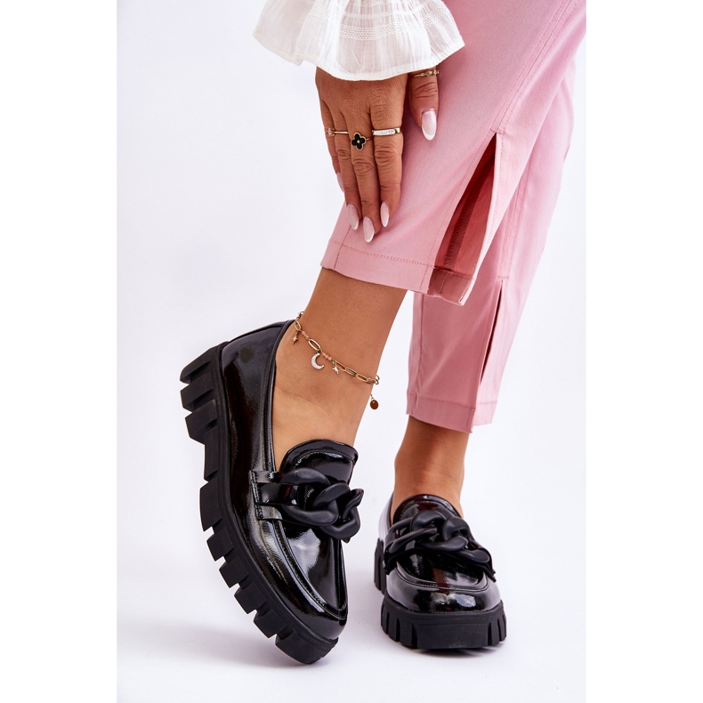 Vinceza Dame lakerede platform Loafers Sort Bennett 1