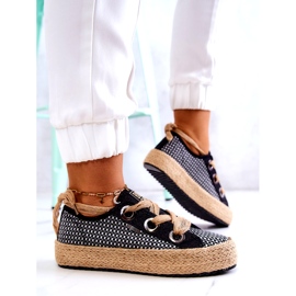 Dame flettede sneakers Big Star JJ274393 Sort beige 4