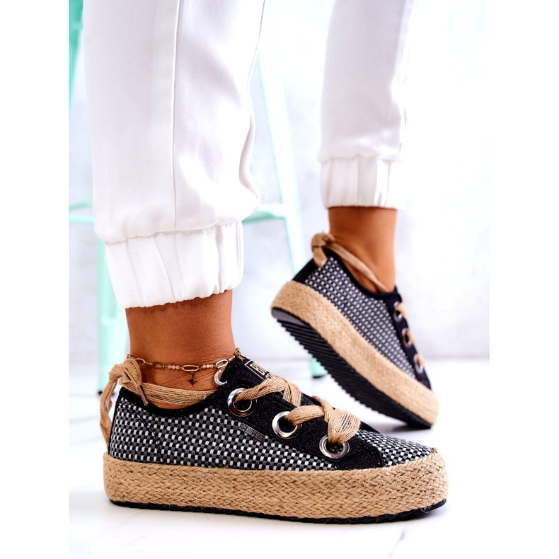 Dame flettede sneakers Big Star JJ274393 Sort beige 4