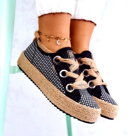 Dame flettede sneakers Big Star JJ274393 Sort beige 3