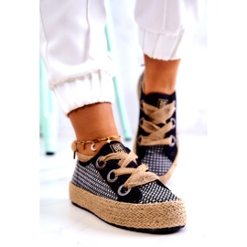 Dame flettede sneakers Big Star JJ274393 Sort beige 2