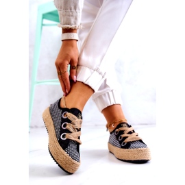 Dame flettede sneakers Big Star JJ274393 Sort beige 1