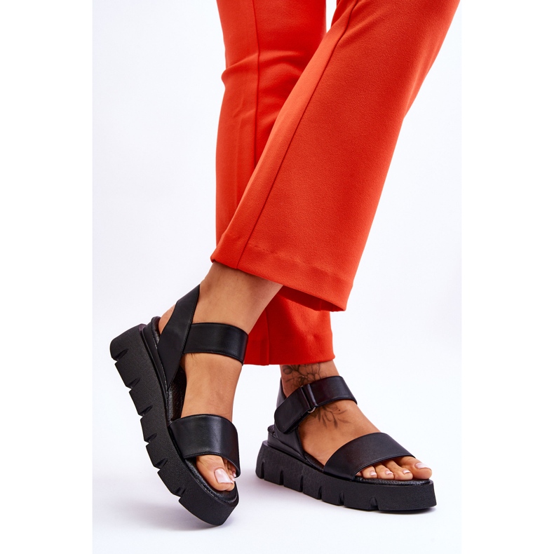 Vinceza Dame læder platform sandaler Sort Katte 2