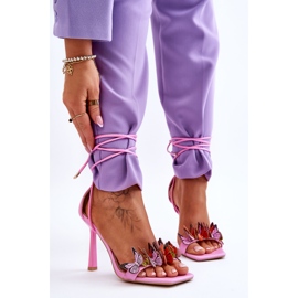 FS1 Bundet sandaler på en nål med sommerfugle Pink Delmar lyserød 1