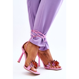 FS1 Bundet sandaler på en nål med sommerfugle Pink Delmar lyserød 2