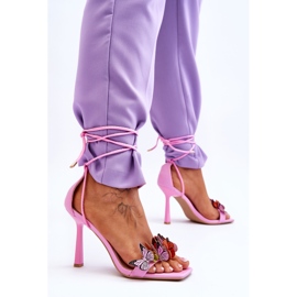 FS1 Bundet sandaler på en nål med sommerfugle Pink Delmar lyserød 3